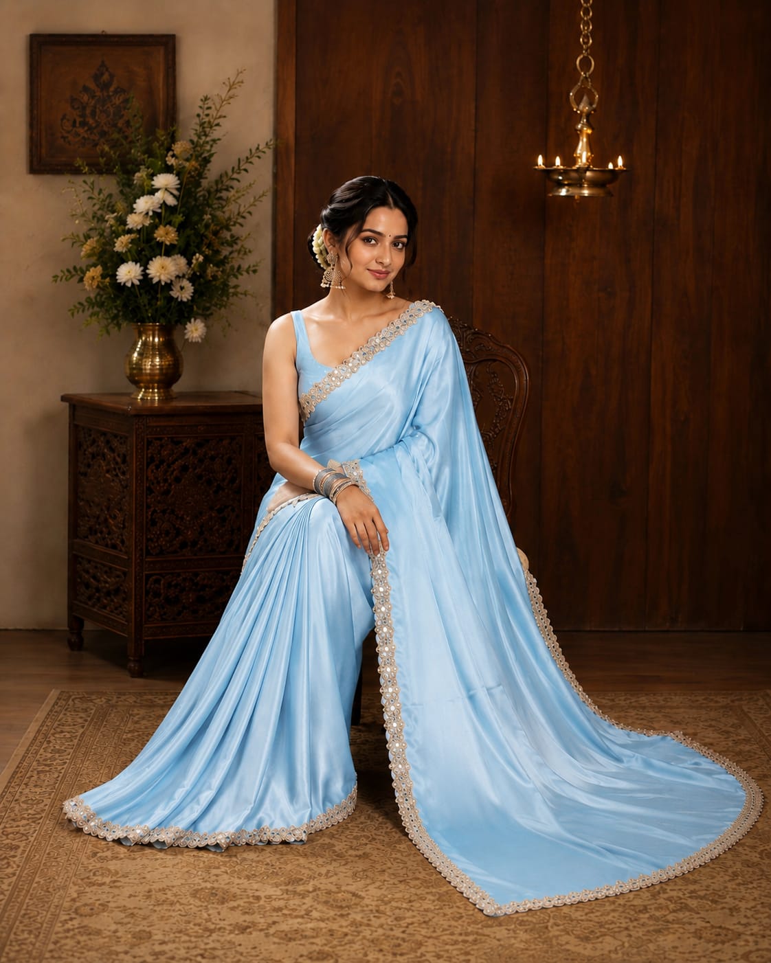 Aquarelle Satin Silk Saree - Slay Sutra