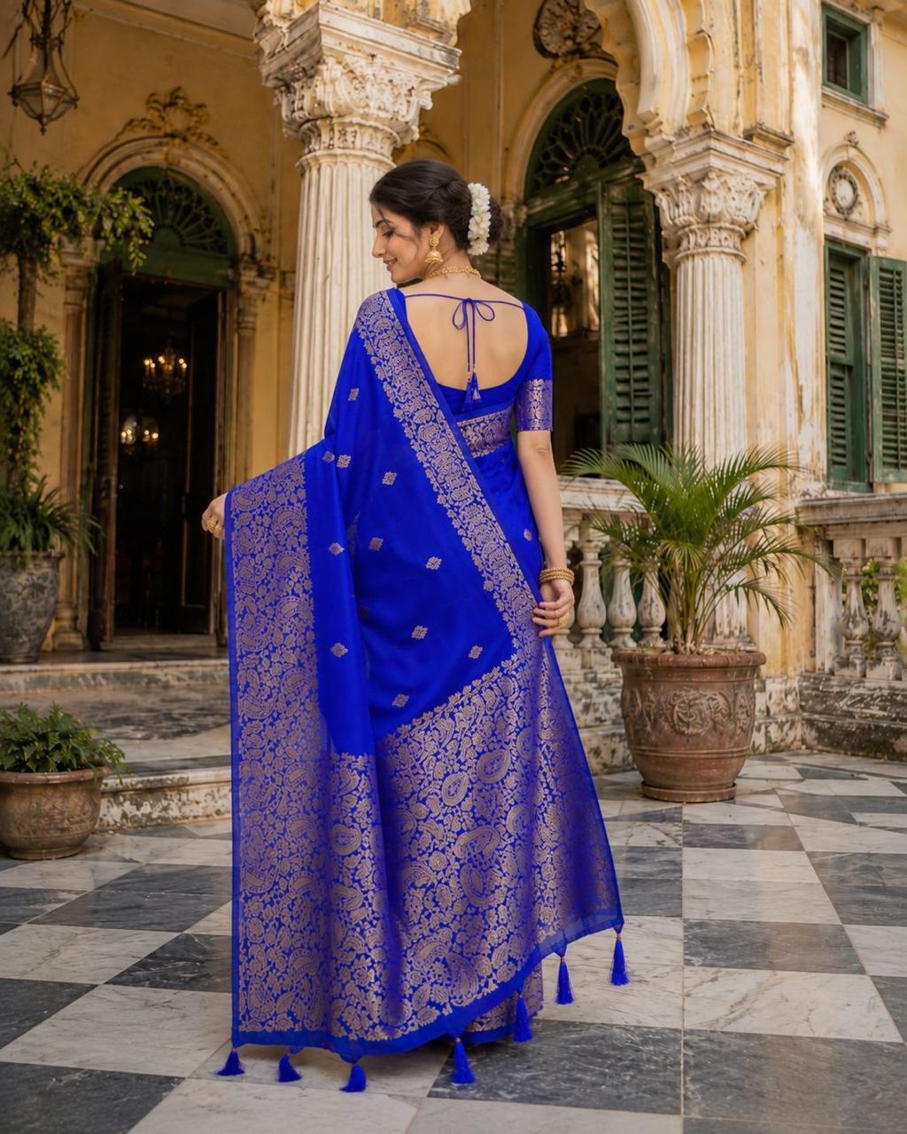 Zamindari soft silk saree Royal heritage image 2