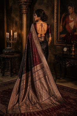 Mehroon Soft banarasi Saree-Royal Heritage thumbnail 2