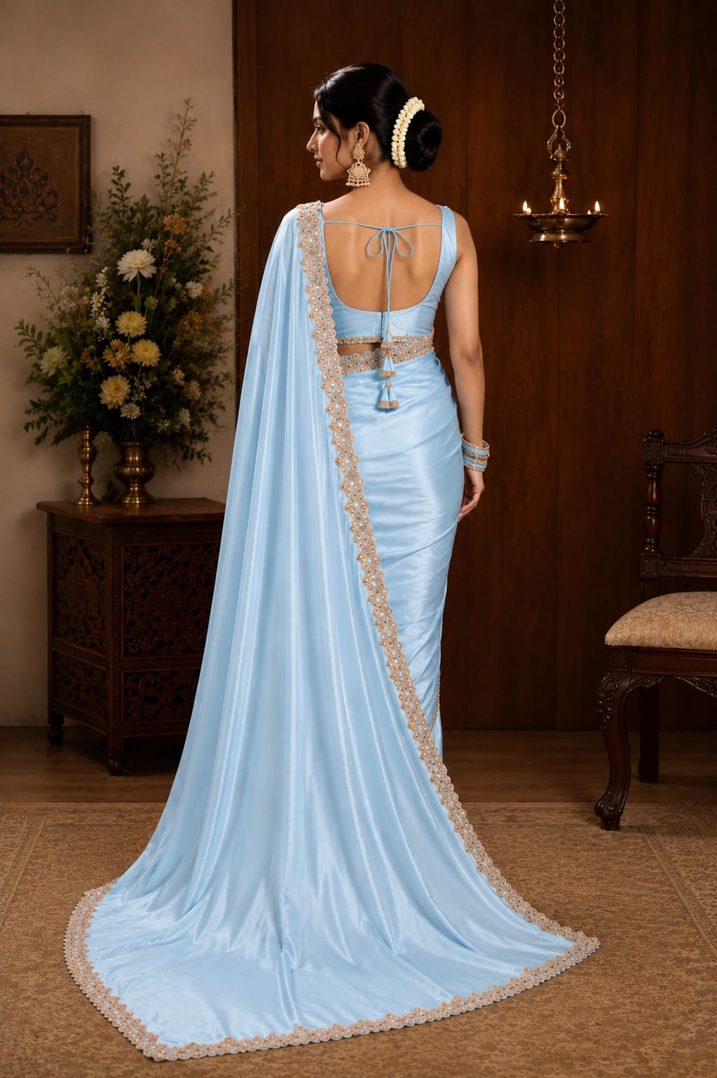Aquarelle Satin Silk Saree - Slay Sutra image 3