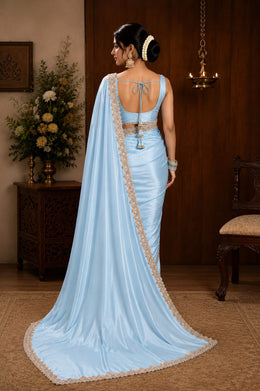 Aquarelle Satin Silk Saree - Slay Sutra thumbnail 3