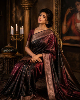 Mehroon Soft banarasi Saree-Royal Heritage thumbnail 3