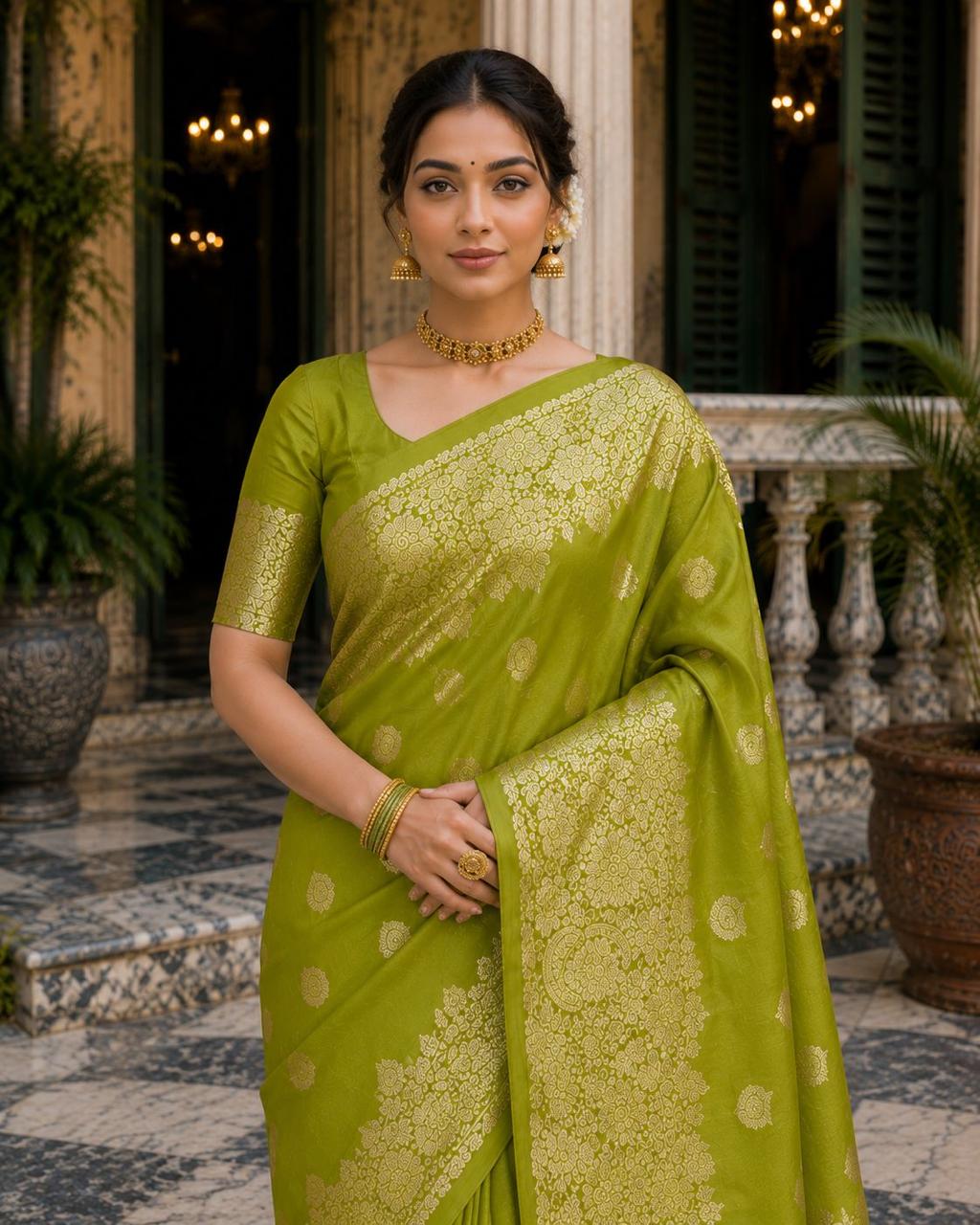 Zamindari soft silk saree Royal heritage image 4
