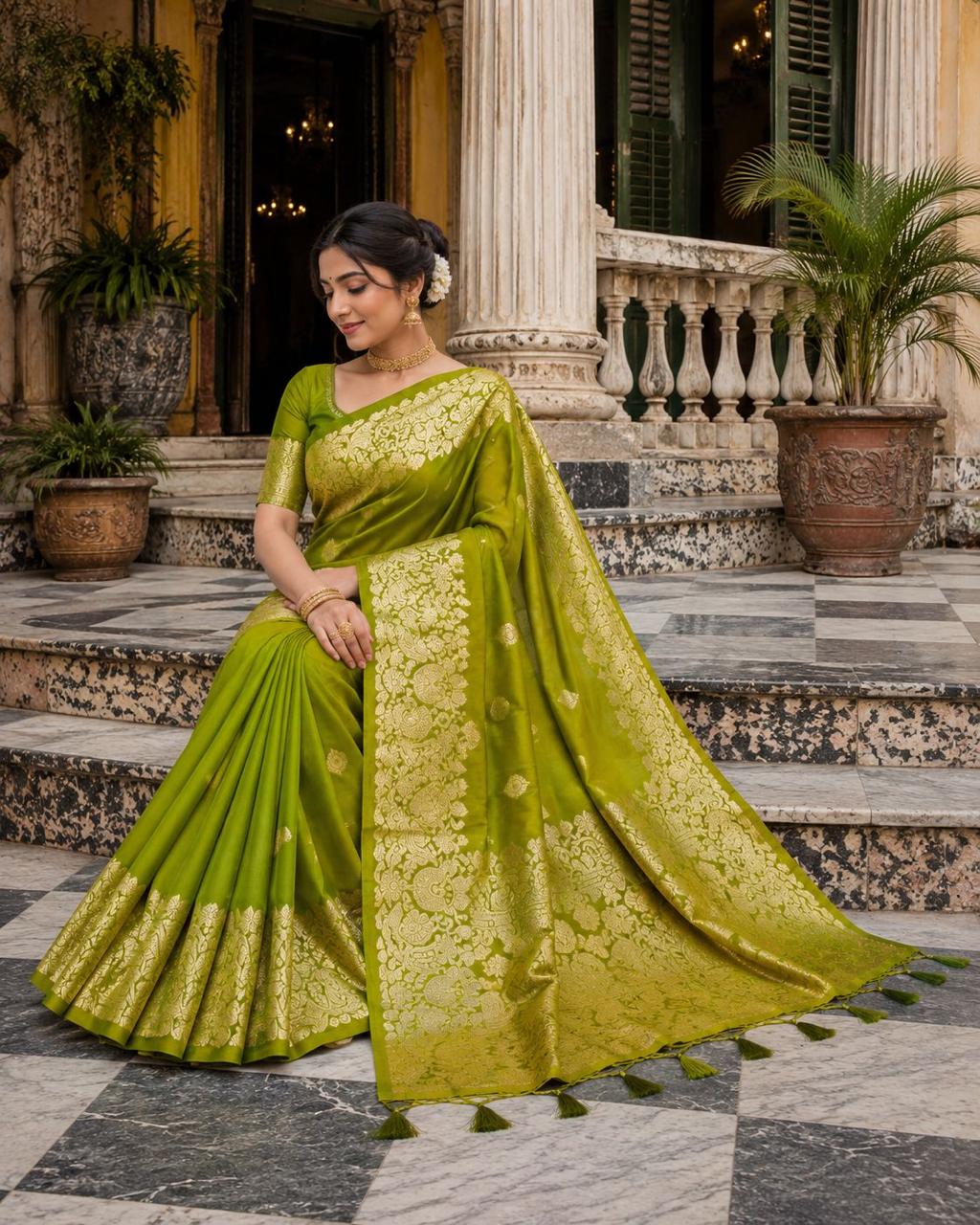Zamindari soft silk saree Royal heritage image 5